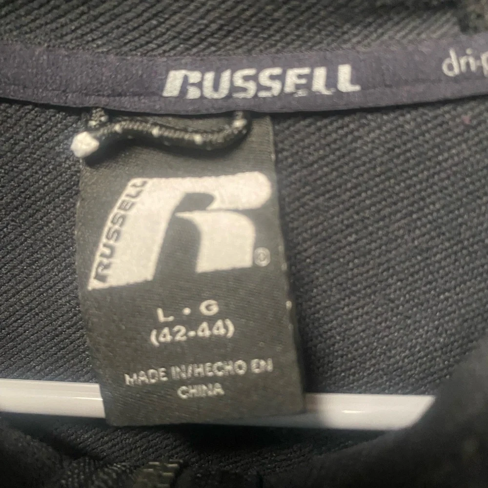 RUSSELL KNIT BLACK w/ GREY TRIM DRI-POWER TRACK JACKET L)42-44)